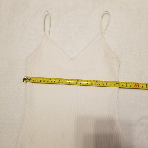 Cotton White Bodysuit Tank Top Ribbed Knit X-Small w/ Snaps Abercrombie & Fitch - Picture 7 of 8